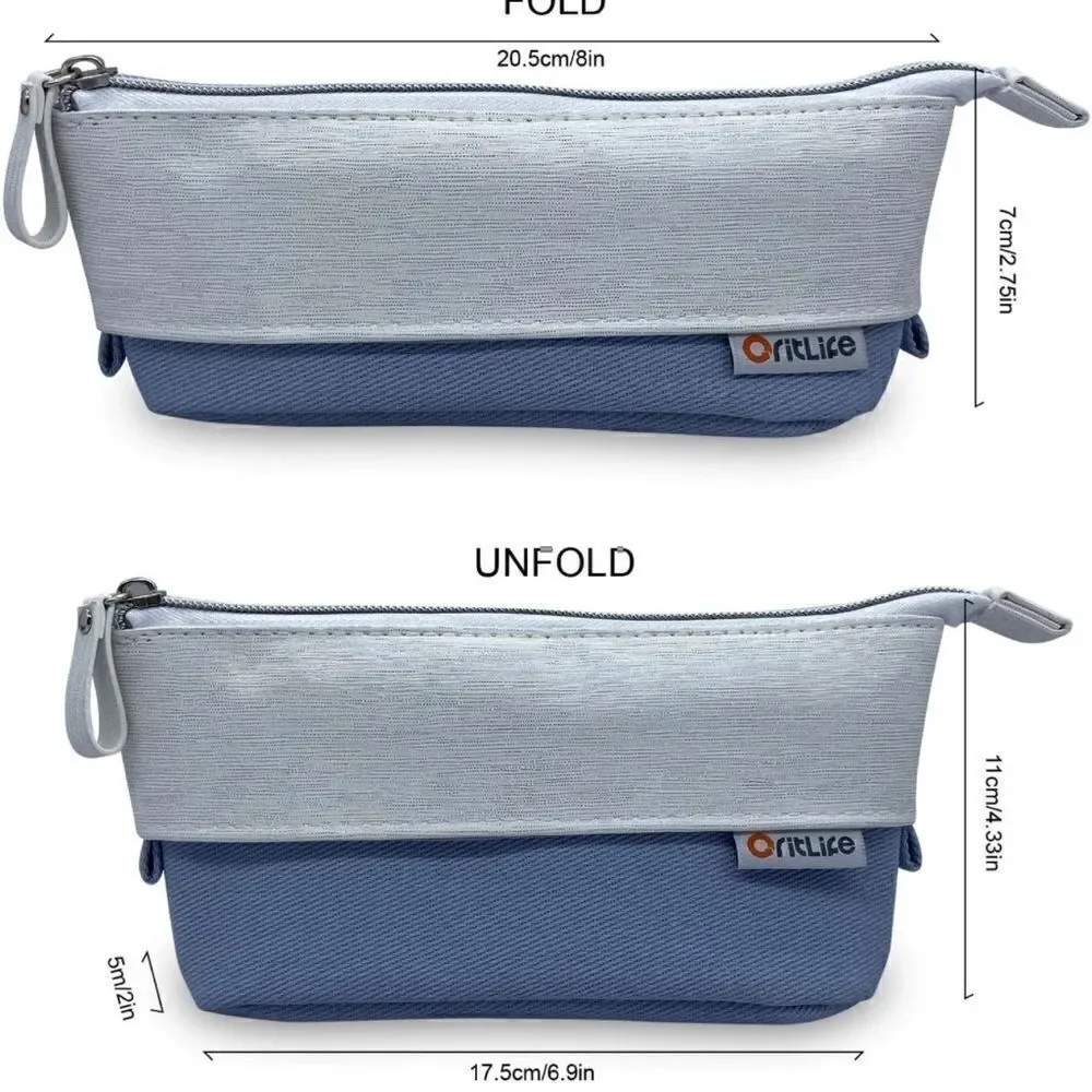 Oritlife Upgrade Pop-up Premium PU+Cotton, Standing Pencil Pouch light green